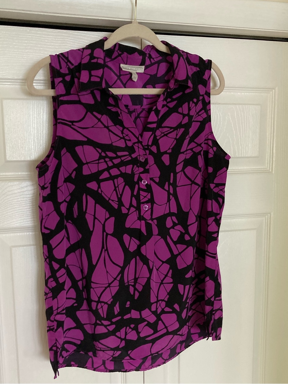 Dana Buchman Purple & Black Abstract-Print Sleeveless Blouse